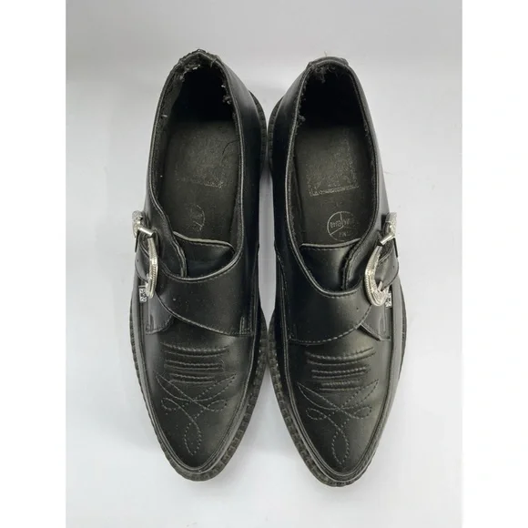 TUK Black TukSkin Pointed Buckle Creeper Platform Women’s Size 9 Men’s Size 7 - Picture 3 of 7